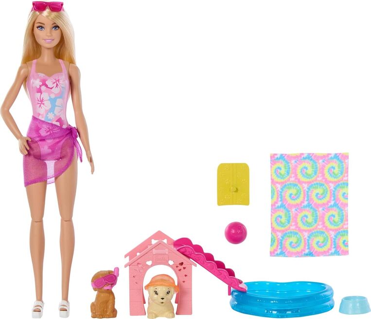 Barbie Πάρτι Στην Πισίνα Με Κουταβάκια Και Κούκλα - JBF35