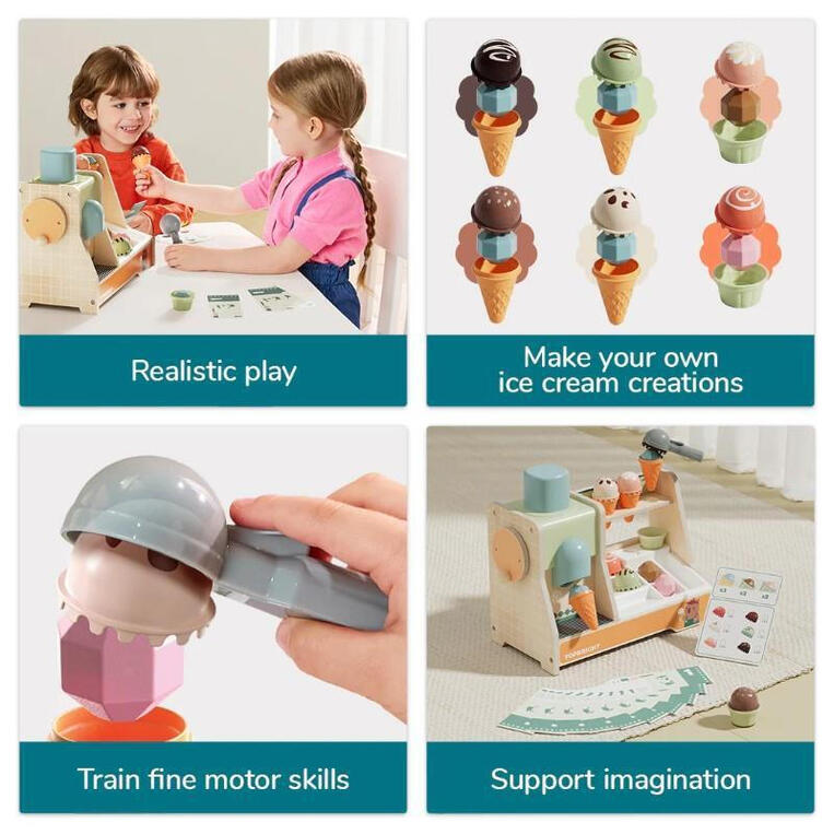 Top Bright: Ξύλινο Παιχνίδι Παγωτομηχανή Με Αξεσουάρ - 460134