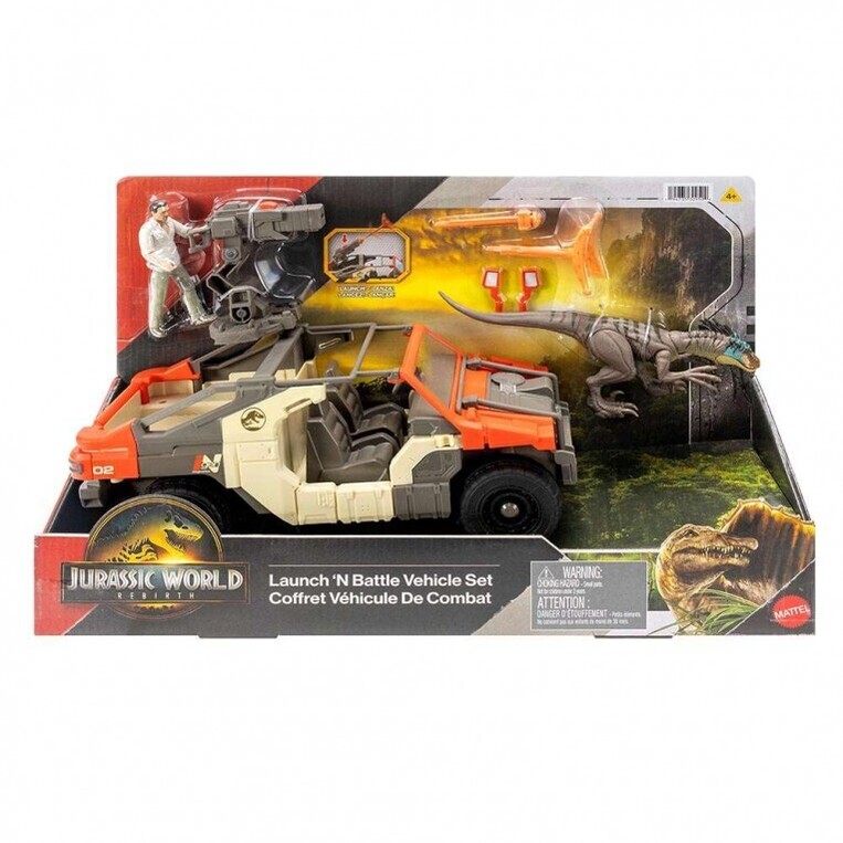 Jurassic World Rebirth Launch N Battle Όχημα με 1 Φιγούρα & 1 Βελοσιράπτορα - JGB59