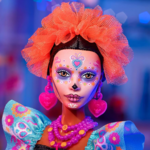 Συλλεκτική Barbie Día De Muertos 2024 Collectible Doll in Ruffled Black Gown - HRM72