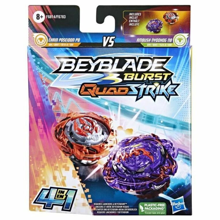 Beyblade Burst Quadstrike Fierce Ambush Nyddhog Qs Chain Poseidon K8 Dual Pack - F6814