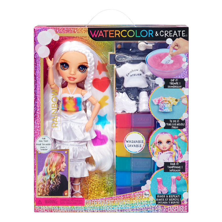 Kούκλα Raibow High Set Watercolor & Create Tie Dye (Καφέ Μάτια) - 507598EUC