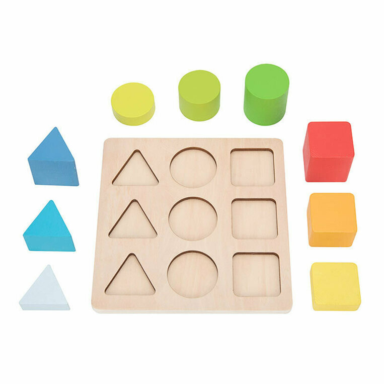Ξύλινο Παιδικό Puzzle Σφηνώματα Σχήματα & Χρώματα 9pcs Tooky Toys - TH981