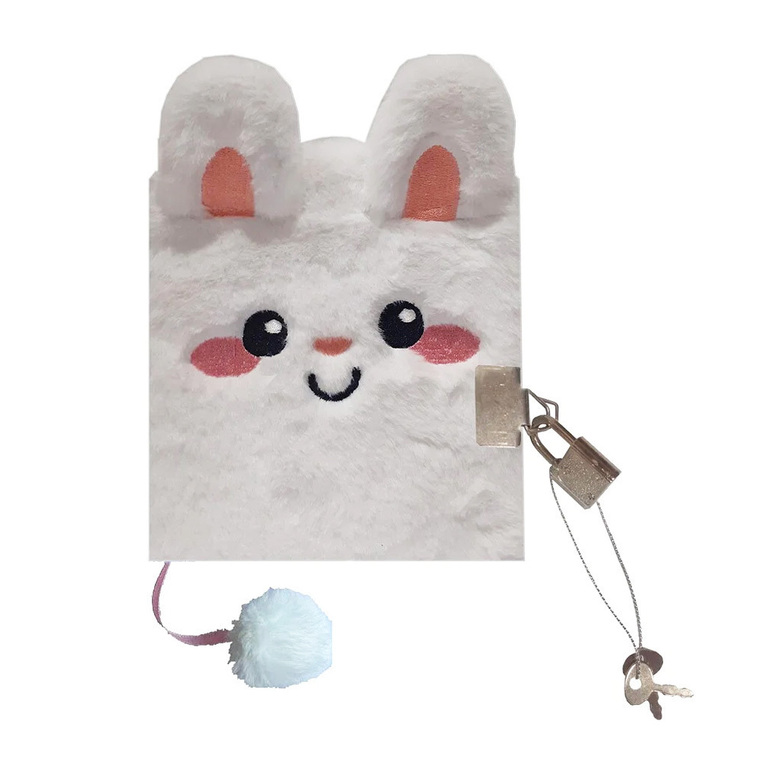 Λούτρινο Ημερολόγιο Με Κλειδαριά Bunny 15x19 εκ Λευκό - 17219611