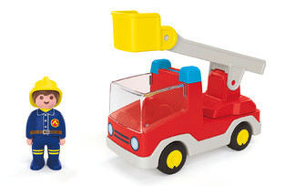 Playmobil Junior Πυροσβέστης Με Κλιμακοφόρο Όχημα - PL71683