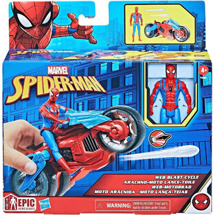 Marvel Spider-Man Web Blast Cycle Kids Playset with Poseable Spider-Man - F6899