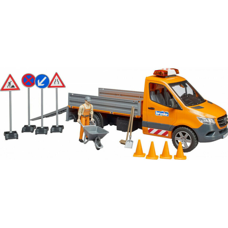 Φορτηγό Mercedes Benz με Εργάτη και Οδοποιητικά Σήματα - BR002677