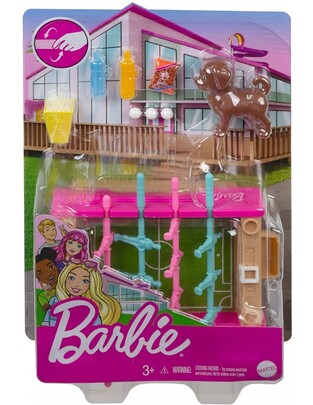 Barbie Έπιπλα Mini Playset Με Κατοικίδιο Σκυλάκι, Επιτραπέζιο Ποδοσφαιράκι Και Αξεσουάρ - GRG77