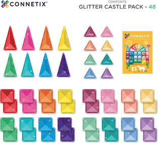Connetix Magnetic Tiles Glitter Castle Pack 48 Pieces - CT-G-00048-GP