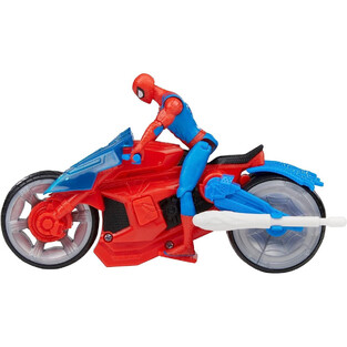 Marvel Spider-Man Web Blast Cycle Kids Playset with Poseable Spider-Man - F6899