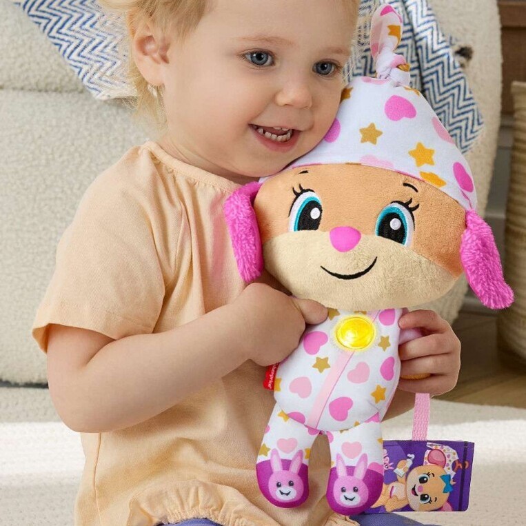 Fisher-Price Παίζω & Μαθαίνω Λούτρινο Σκυλάκι Αγκαλιάς Ροζ - JMM45