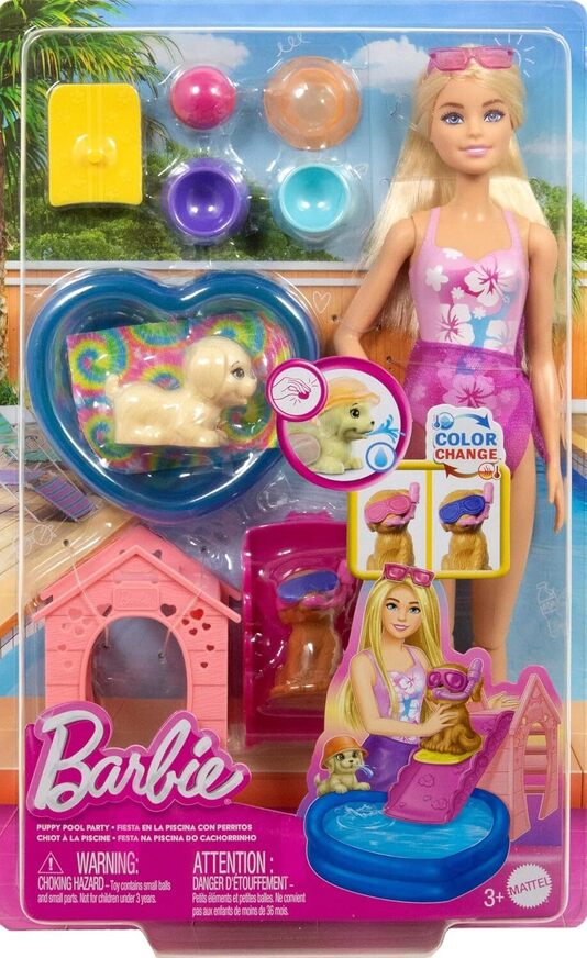 Barbie Πάρτι Στην Πισίνα Με Κουταβάκια Και Κούκλα - JBF35