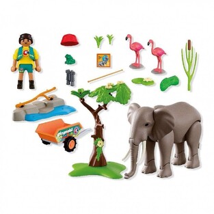 Playmobil Animals And Friends Φροντιστής Ζωολογικού Πάρκου Με Ελέφαντα Και Φλαμίνγκο - 72068