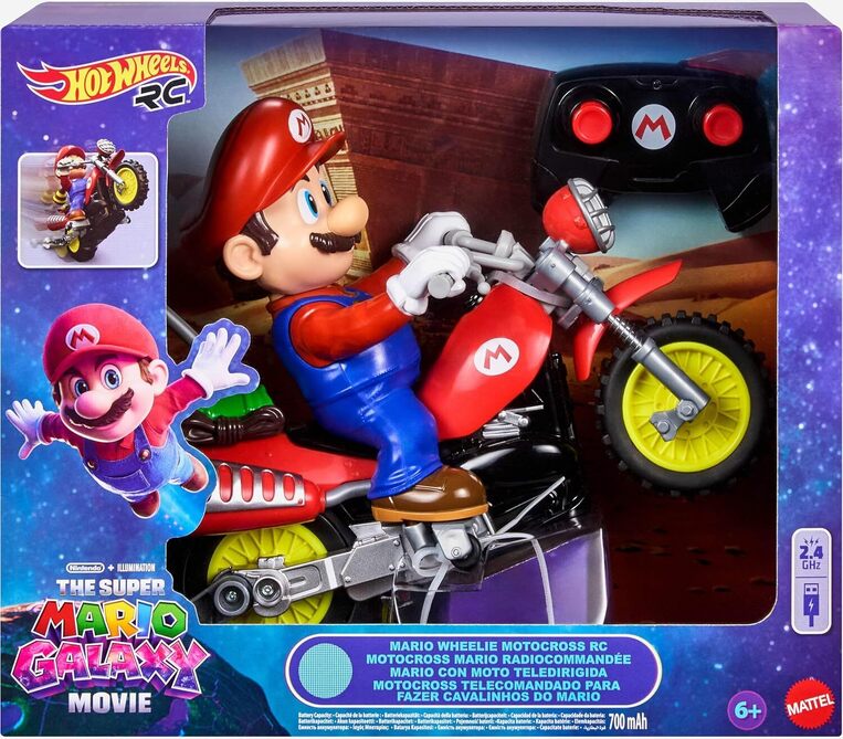Hot Wheels Mario Wheelie Motocross RCBattery-Powered Vehicle - JML15