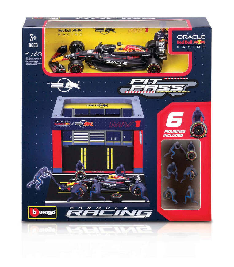 1/43 Burago Formula 1 Race Oracle Red Bull Rb20 Pit Stop Diorama - 18/38453