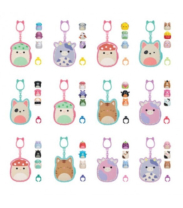 Squish-A-Longs - Blind Μπρελόκ-Θήκη 8 Θέσεων Με 3 Φιγούρες - Τυχαία Επιλογή - SQAL0079