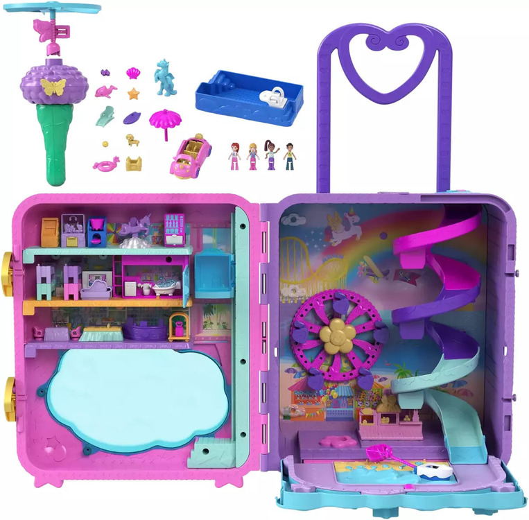 Παιχνιδολαμπάδα Polly Pocket Pollyville Resort Roll Away Βαλιτσάκι - HKV43L