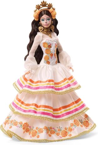 Barbie Signature Doll Día De Muertos In Ruffled Cream Gown - JBJ05