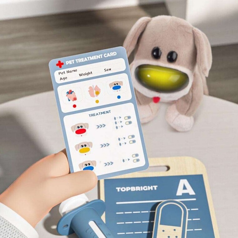 TopBright Care Pets Dr. Dog Λούτρινο Διαδραστικό Σκυλάκι με Ξύλινο Βαλιτσάκι Κτηνιάτρου - 460132