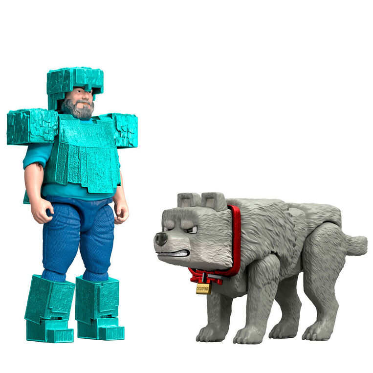 Minecraft The Movie Steve & Wolf set 2 figures - JFR71
