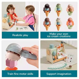 Top Bright: Ξύλινο Παιχνίδι Παγωτομηχανή Με Αξεσουάρ - 460134