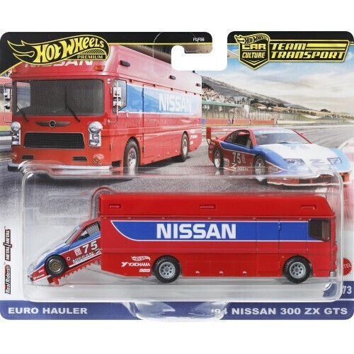 Hot Wheels Premium - Νταλίκα Με Αυτοκινητάκι Euro Hauler & '94 Nissan 300Zx GTS - HRV44
