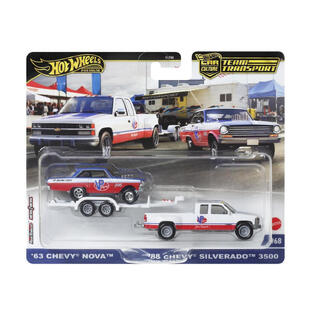 Hot Wheels: Premium Car Culture Team Transport - `63 Chevy Nova `88 Chevy Silverado 3500 VP Racing - HRV42