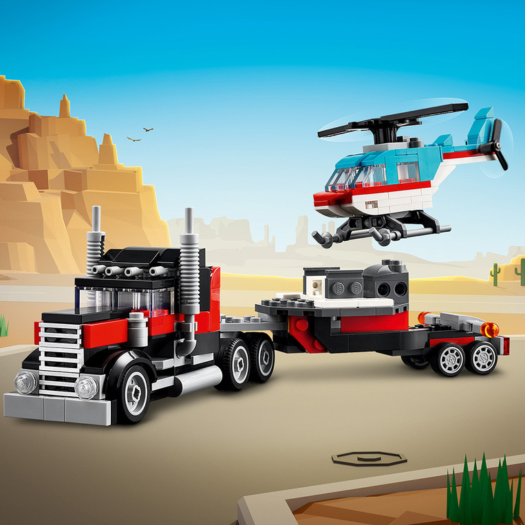 Flatbed Truck With Helicopter 