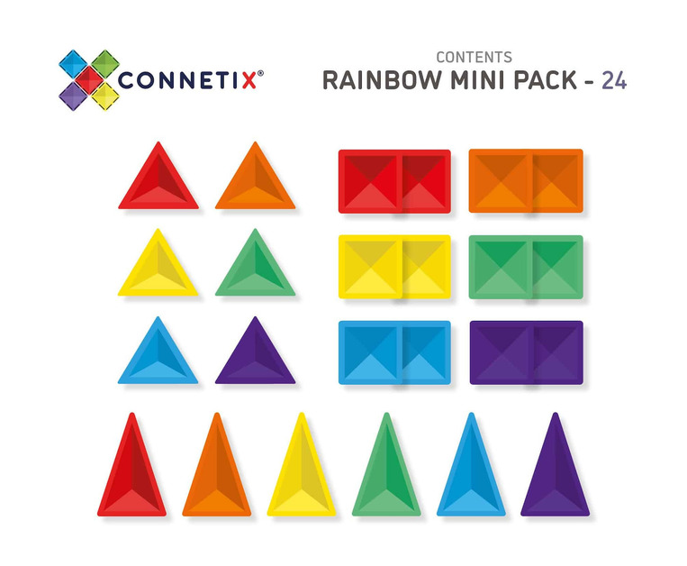 Connetix Rainbow Mini Pack Μαγνητικά Τουβλάκια Κατασκευών 24τμχ - CT-R-00024-MI
