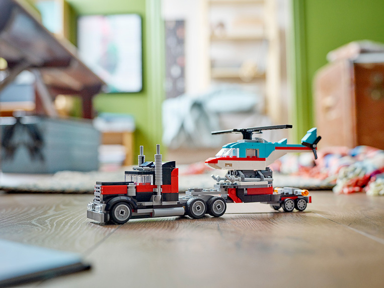 Flatbed Truck With Helicopter 