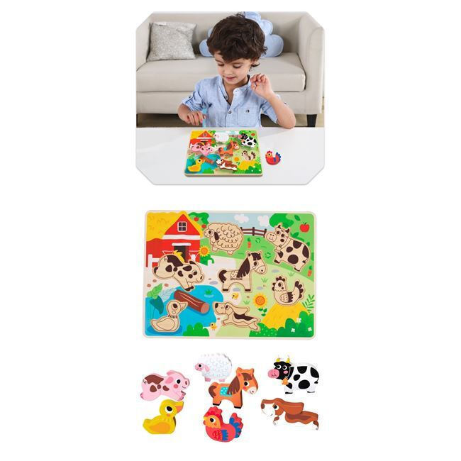 Tooky Toy Ξύλινο Puzzle Σφηνώματα Φάρμα - TH636