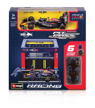 1/43 Burago Formula 1 Race Oracle Red Bull Rb20 Pit Stop Diorama - 18/38453