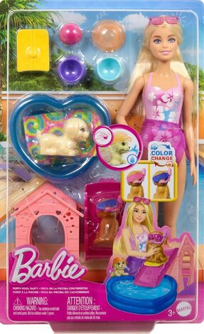 Barbie Πάρτι Στην Πισίνα Με Κουταβάκια Και Κούκλα - JBF35