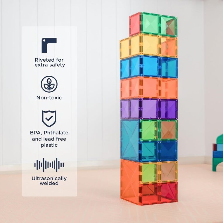 Connetix Rainbow Square Pack Μαγνητικά Τουβλάκια Κατασκευών 42τμχ - CT-R-00042-SQ