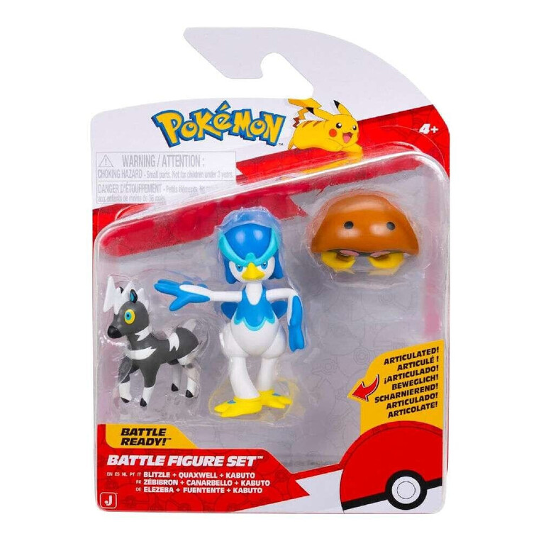 Pokemon 3 Battle Figures Pack Blitzle, Kabuto & Quaxwell - PKW4094