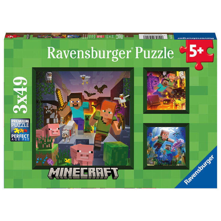 Ravensburger Παζλ 3X49 Τεμ. Minecraft Biomes - 05-05621