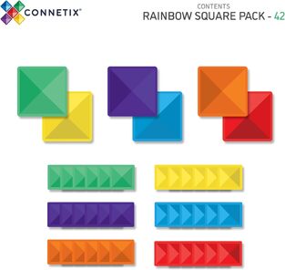 Connetix Rainbow Square Pack Μαγνητικά Τουβλάκια Κατασκευών 42τμχ - CT-R-00042-SQ