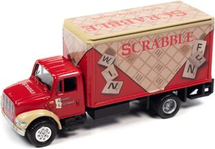 Johnny Lightning 1999 International Cargo Truck Red with Graphics Scrabble Pop Culture - JLPC007