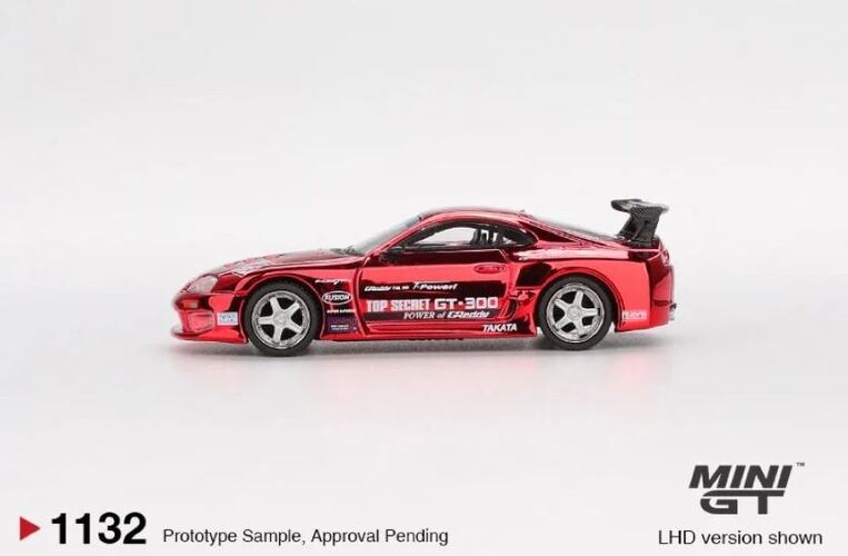 Mini GT 1/64 Toyota Supra (A80) Top Secret GT-300 Top Secret Red Chrome RHD - MGT01132RHD
