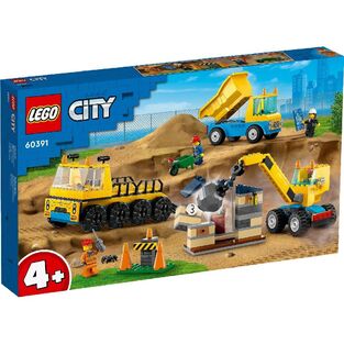 Lego City Φορτηγά Οικοδομικών Υλικών Και Γερανός Με Μπάλα Κατεδάφισης - 60391