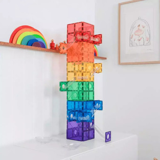 Connetix Magnetic Tiles Rainbow Super Ball Run Pack 134 Pieces - CT-R-00134-BR