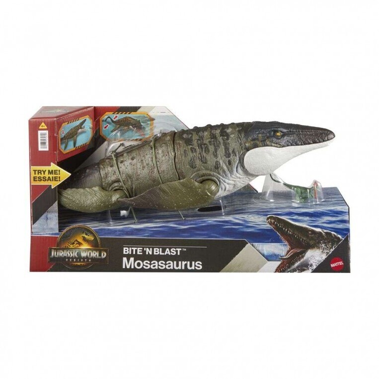 Jurassic World Rebirth Bite N Blast Mosasaurus And Mini Dilophosaurus - JCH00