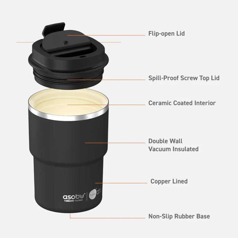 Asobu Coffee Express Special Edition Ανοξείδωτο Ποτήρι Θερμός 360ml Black - GRAF05258