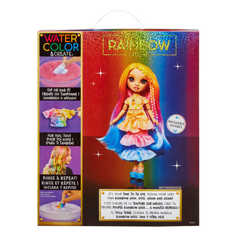 Kούκλα Raibow High Set Watercolor & Create Tie Dye (Καφέ Μάτια) - 507598EUC