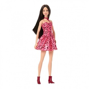 Barbie Fashionistas Doll with Leopard Strapless Pink Dress - JJN59