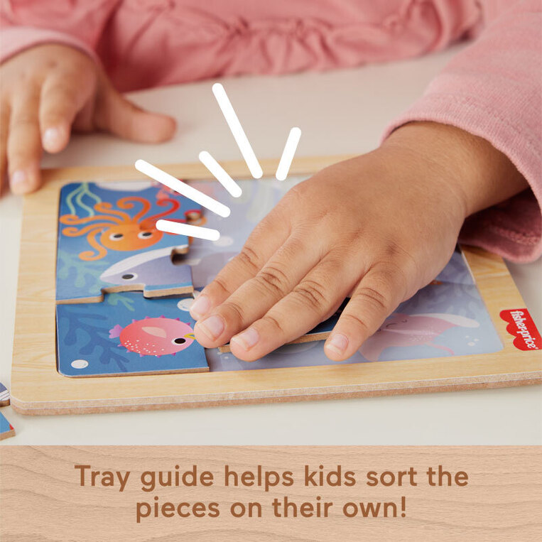 Fisher Price Μίνι Ξύλινο Παζλ Ζωάκια Του Βυθού - HXV17